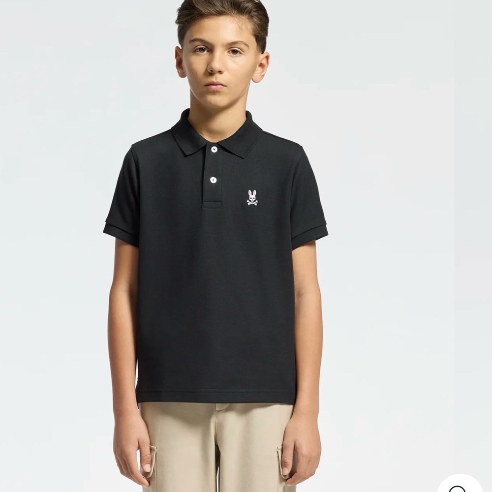 Psycho Bunny Kids Classic Pique Polo Shirt Size Small